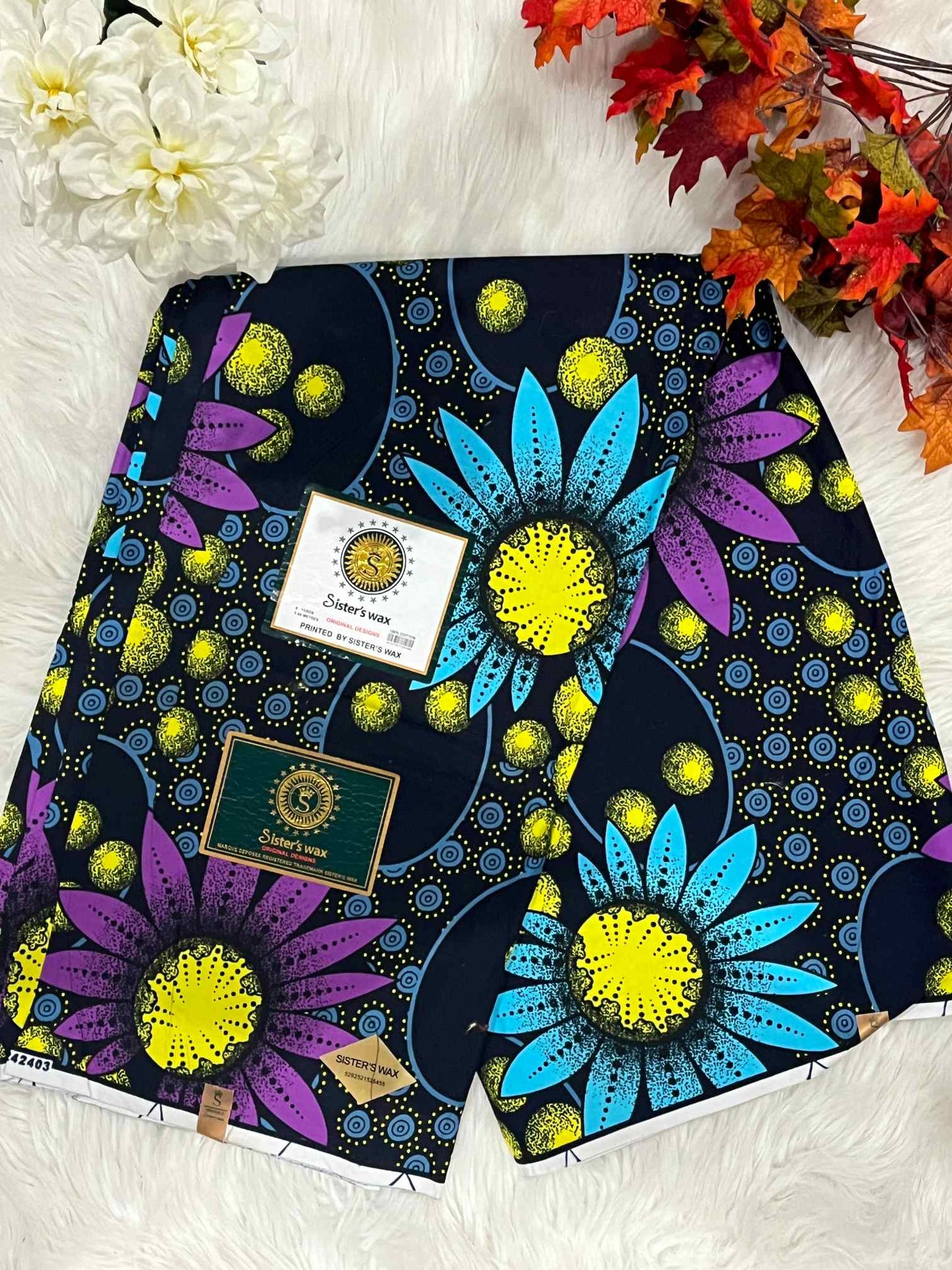 African Ankara Fabric - Flower Design Wax Print (Sold Per Yard)