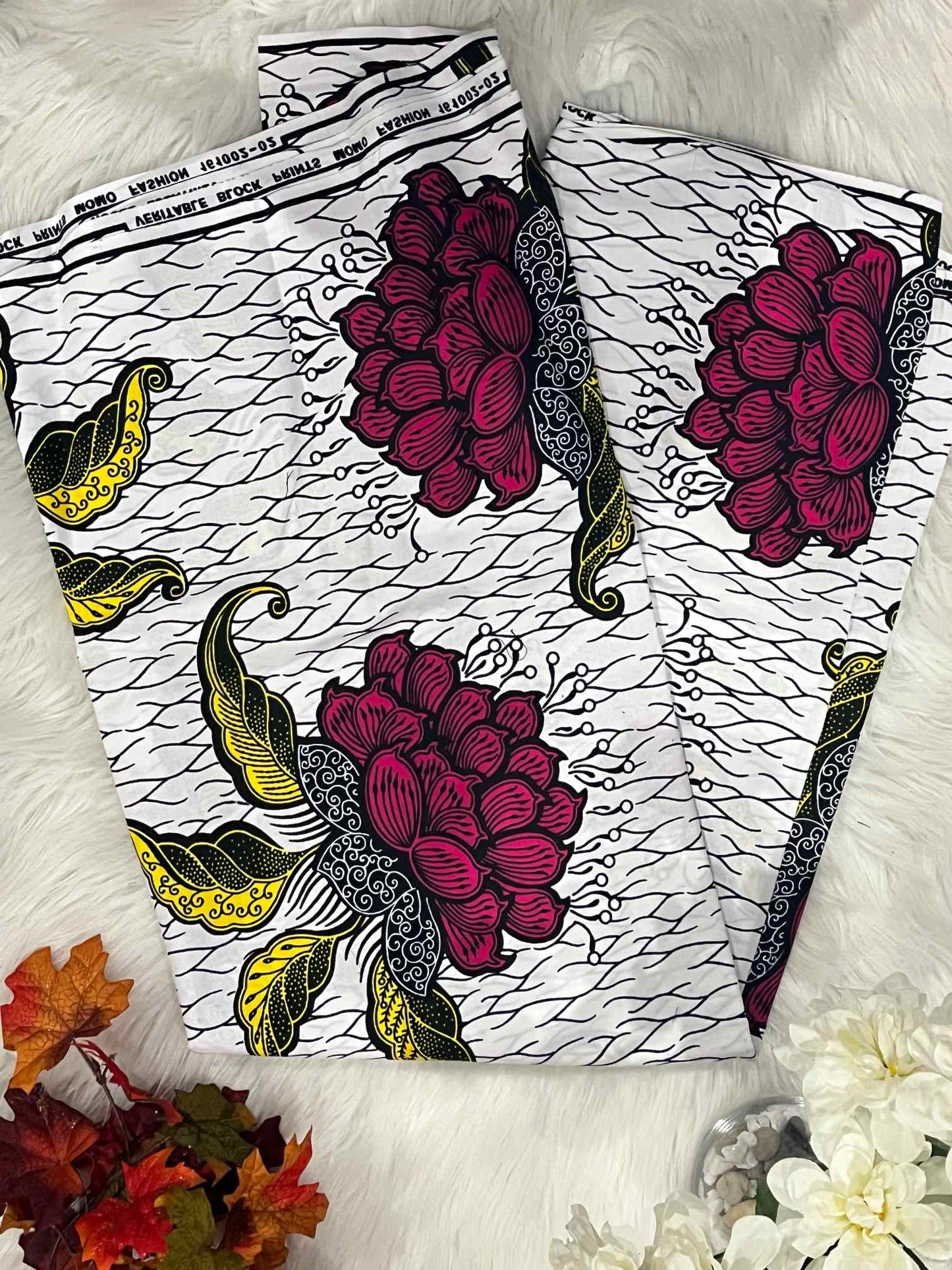 African Ankara Fabric - Flower Design Wax Print (Sold Per Yard)