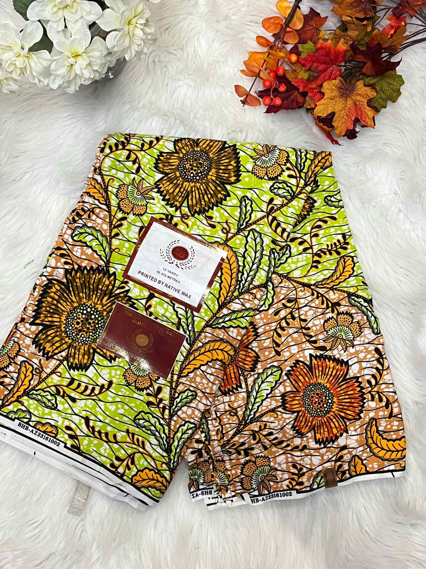 African Ankara Fabric - Flower Design Wax Print (Sold Per Yard)