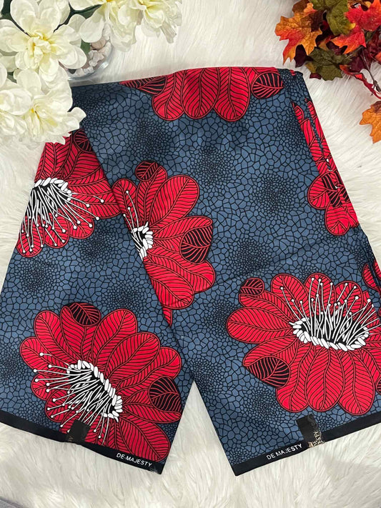 African Ankara Fabric - Flower Design Wax Print (Sold Per Yard)