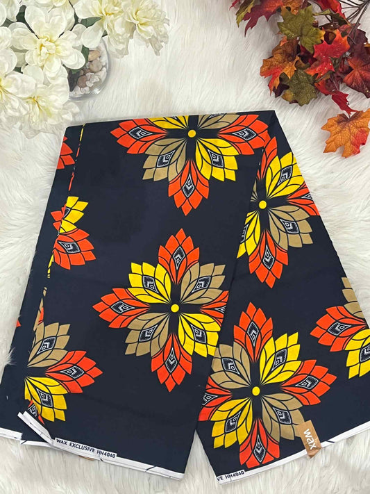African Ankara Fabric - Flower Design Wax Print (Sold Per Yard)