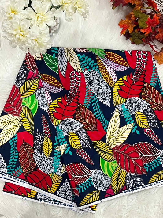 African Ankara Fabric - Flower Design Wax Print (Sold Per Yard)