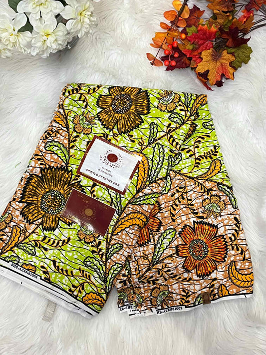 African Ankara Fabric - Flower Design Wax Print (Sold Per Yard)
